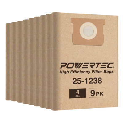 4Gal. Filter Bags for Stanley25-1238,Porter Cable PCX18301-4B Wet Dry Vacuum 9Pk