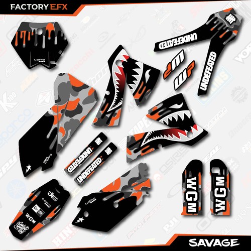 Kit de gráficos gris naranja Savage se adapta a KTM 2003-2004 SXF XC XCF 125 250 300 450 - Imagen 4 de 5