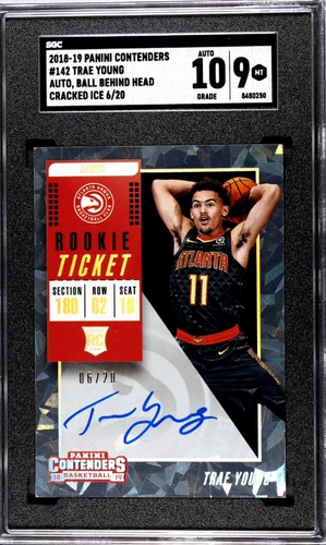 2018 Contenders Trae Young Cracked Ice Rookie Ticket SGC 9 Auto 10