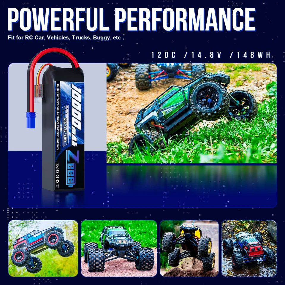 2x Zeee 14.8V 4S Lipo Akku Batterie 10000mAh 120C EC5 for RC Xmaxx Evader BX Car - Bild 4 von 4