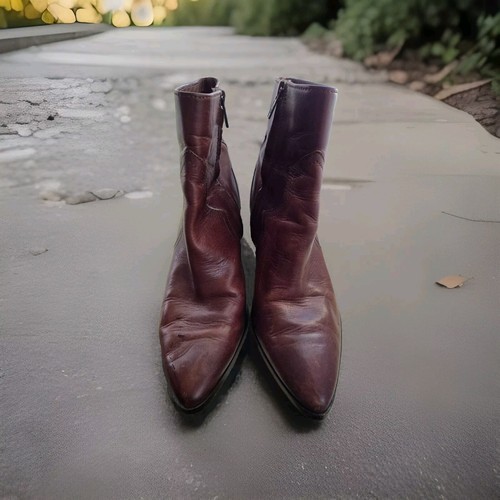 Frye Western Brown Pointed Toe Leather Ankle Boot with Block Heel | Size 9.5M - Picture 3 of 16
