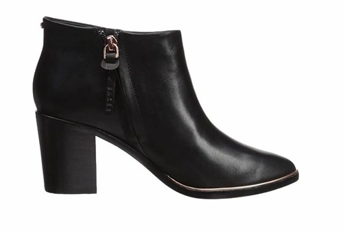TED BAKER Black Ankle Boot US 8.5" Stacked 3 1/2" Heel Bootie EUR 38 - Picture 2 of 7