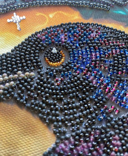 Bead Embroidery Kit "Black raven" size 9.8"x13.8" / 25.0x35.0 cm - Picture 3 of 7