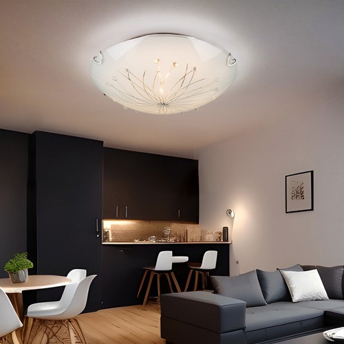 Lampada Sala Pranzo Plafoniera Pietre Cristallo 2 Fiamma Glasmuster E27
