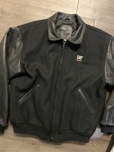 VINTAGE GOLDEN BEAR RAUPE WOLLE LEDERJACKE HERGESTELLT IN DEN USA HERREN MEDIUM KATZE 90er - Bild 2 von 9