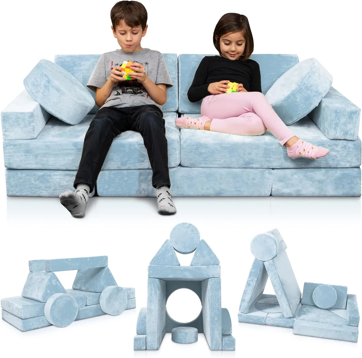 14pcs Modular Kids Play Couch Child Sectional Sofa Fortplay