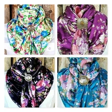Wild Rag Scarf Western Cowboy Buckaroo Scarves Bandana Cowgirl Silky floral