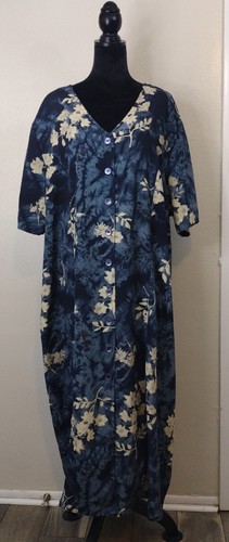 Vintage 90s Lane Bryant Floral Button Down Babydoll Dress Blue Gr. 26 - Bild 1 von 5