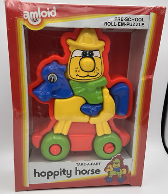 Vintage Amloid Hoppity Horse Roll-Em-Puzzle New Sealed 3D Chunky Toy Ages 3-6