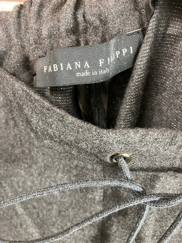 L Fabiana Filipi Merino Wool Metallic Thread Drawstring Waist Gray Dress Pants - Picture 4 of 5