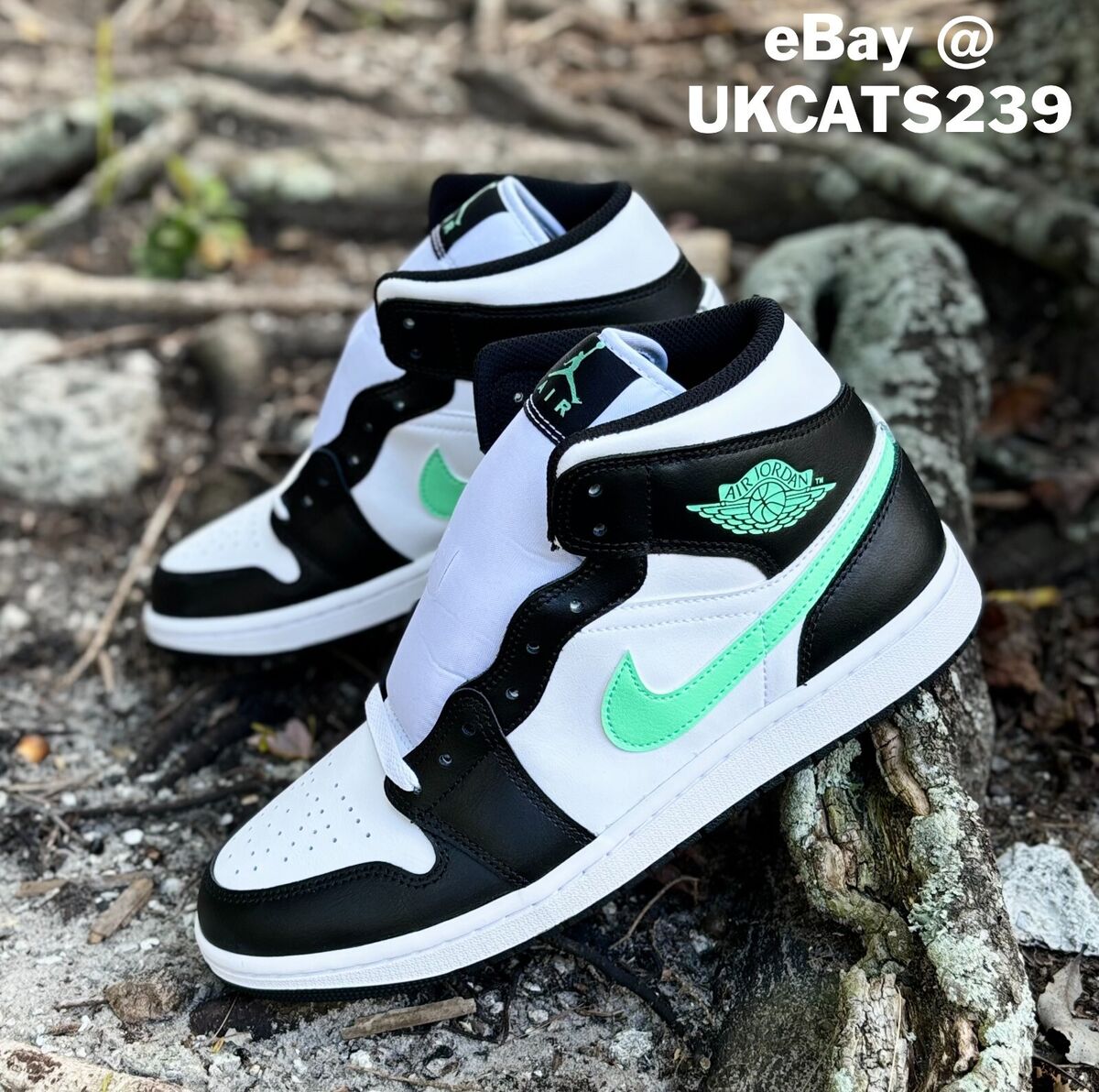 Nike Air Jordan 1 Mid Shoes White Green Glow Black DQ8426 Nike Air Jordan 1 Mid Shoes White Green Glow Black DQ8426