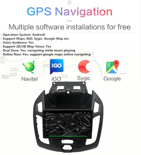 Radio stereo 9" 4+32GB navigazione GPS per Ford Transit Connect 2014-18 Carplay - Foto 5 di 24