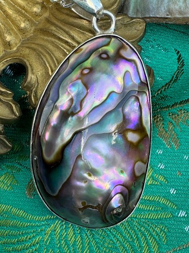 Charles Albert Iridescent Abalone & Sterling Silver Handcrafted Pendant Necklace - Picture 9 of 19