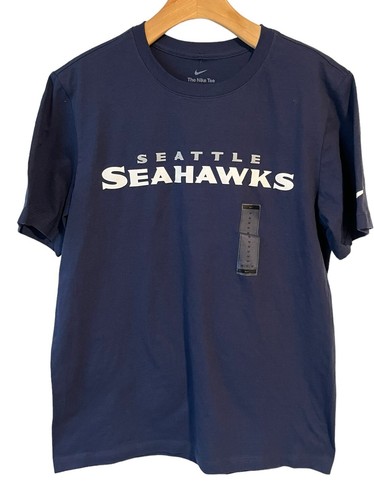 Nike NFL The Nike Tee T-Shirt Mens Medium Blue Seattle Seahawk Training On Field