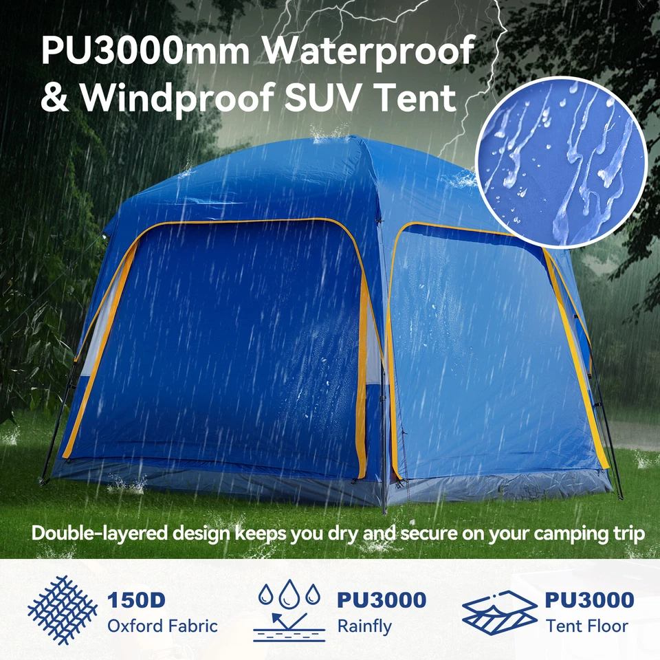 SUV Tent for Camping with Rainfly & 2 Awnings 4-6 Person Car Truck Camping Tent - Image 3 of 4