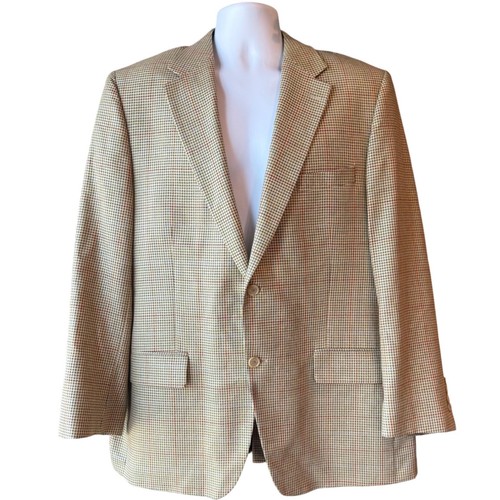 HAROLD POWELL Wool Silk Blend Blazer Sport Coat Suit Jacket Houndstooth 44R