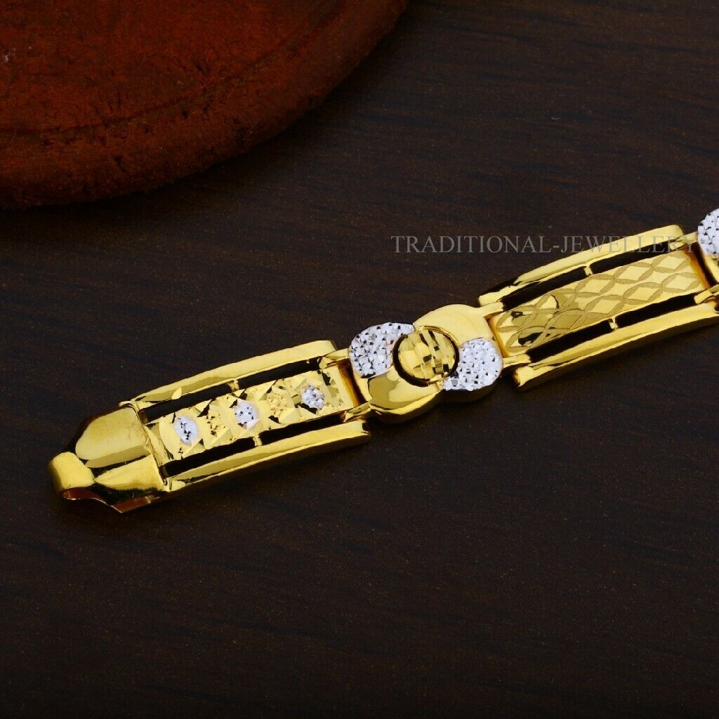 1 Gram Forming Gold Men's Bracelet with AD Stone - Hand Bracelet for Men