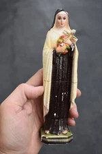Nice Older Statue of St. Therese Lisieux, Little Flower, 8" ht(CA540) chalice co