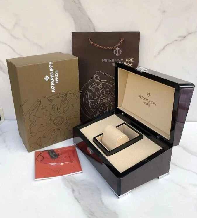 BNIB Patek Philippe wooden Nautilus Caltrava watch box w leather case manuals