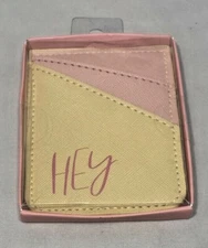 Credit Card Holder Cell Phone Wallet Pocket Sticker Adhesive Pink Yellow "Hey"