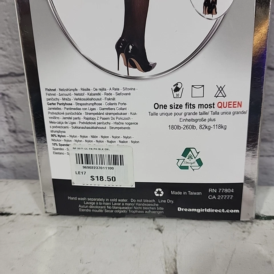 Medias pantimedias con tirantes Dreamgirl liga red negras para mujer reina OSFM Foto 4 de 4