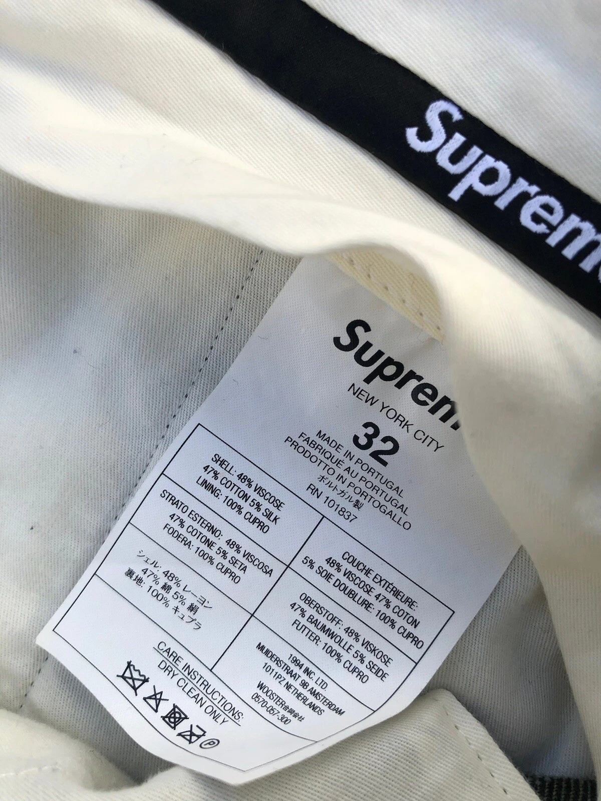 Supreme Pantalone Autunno Inverno 21 Maculato Pieghettato Oliva Taglia 32 X 28