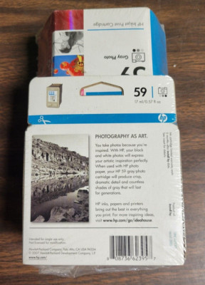 OEM HP 59 Inkjet Print Cartridge Gray Photo Ink ~ Black/White Photos ...