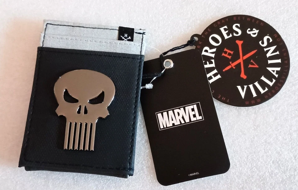 Marvel Heroes Villains Punisher Skull Logo Cover Pocket Credit Card Wallet NEW - Image 3 of 4