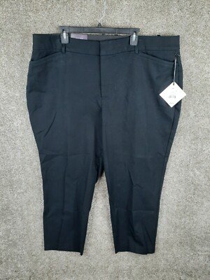 Ava & Viv Cropped Ankle Pants Women 22 Black Comfort Waist High Rise Stretch NWT