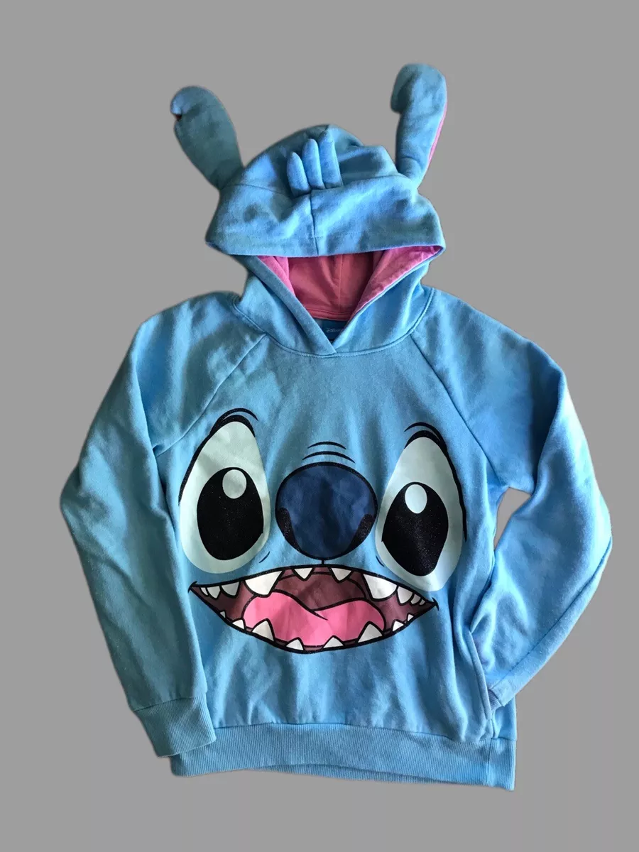 Disney Stictch Blue Hoodie with Ears Girls Large Character Lilo And