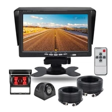 7" Monitor 2x 4 PIN  Front Rear View Backup Camera Night Vision For RV Truck Van