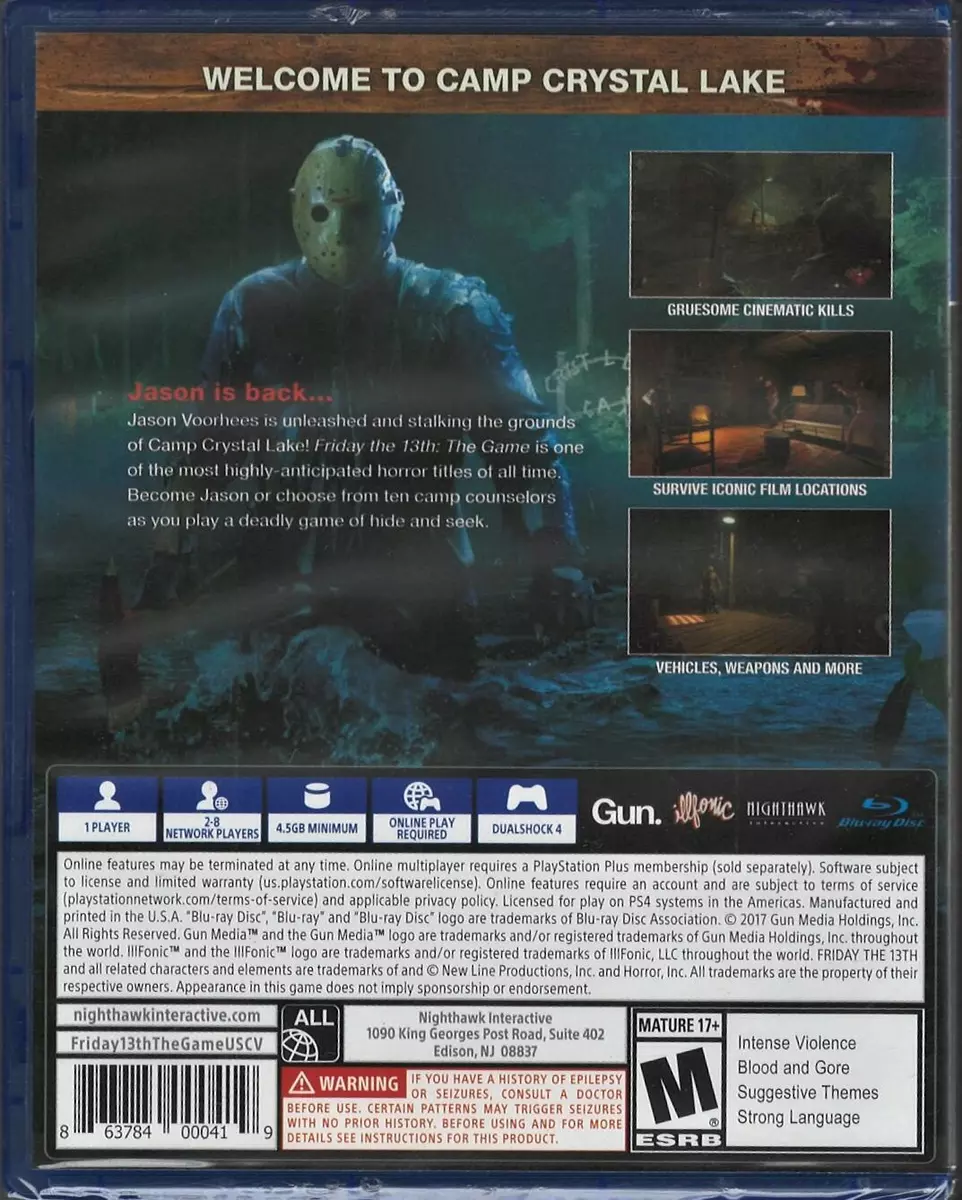 Friday The 13th: The Game PS4 (Brand New Factory Sealed US Version)  PlayStation