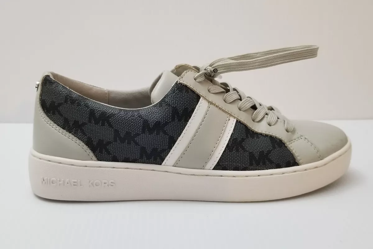 Michael Kors MK Monae Signature Logo Lace Up Sneakers Black Gray Womens Size 7