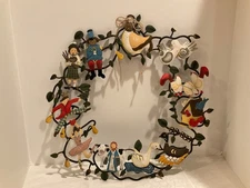 12 Days Of Christmas Metal Wire Wreath Lillian Vernon Hand Painted India Holiday