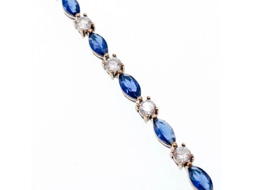 VALENTINO BRACCIALE ARGENTO 925 SPINELLO BLU E ZIRCONI MISURA 7 5 IN