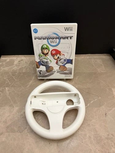 New ListingNintendo Wii Mario Kart Wii Game, Manual, Case, Steering Wheel Accessory Lot