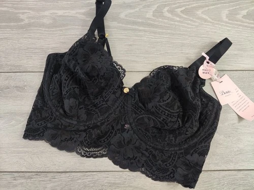 NEW Boux Avenue BLACK Rowena Longline Bra Lingerie Underwired Bra UK 36F