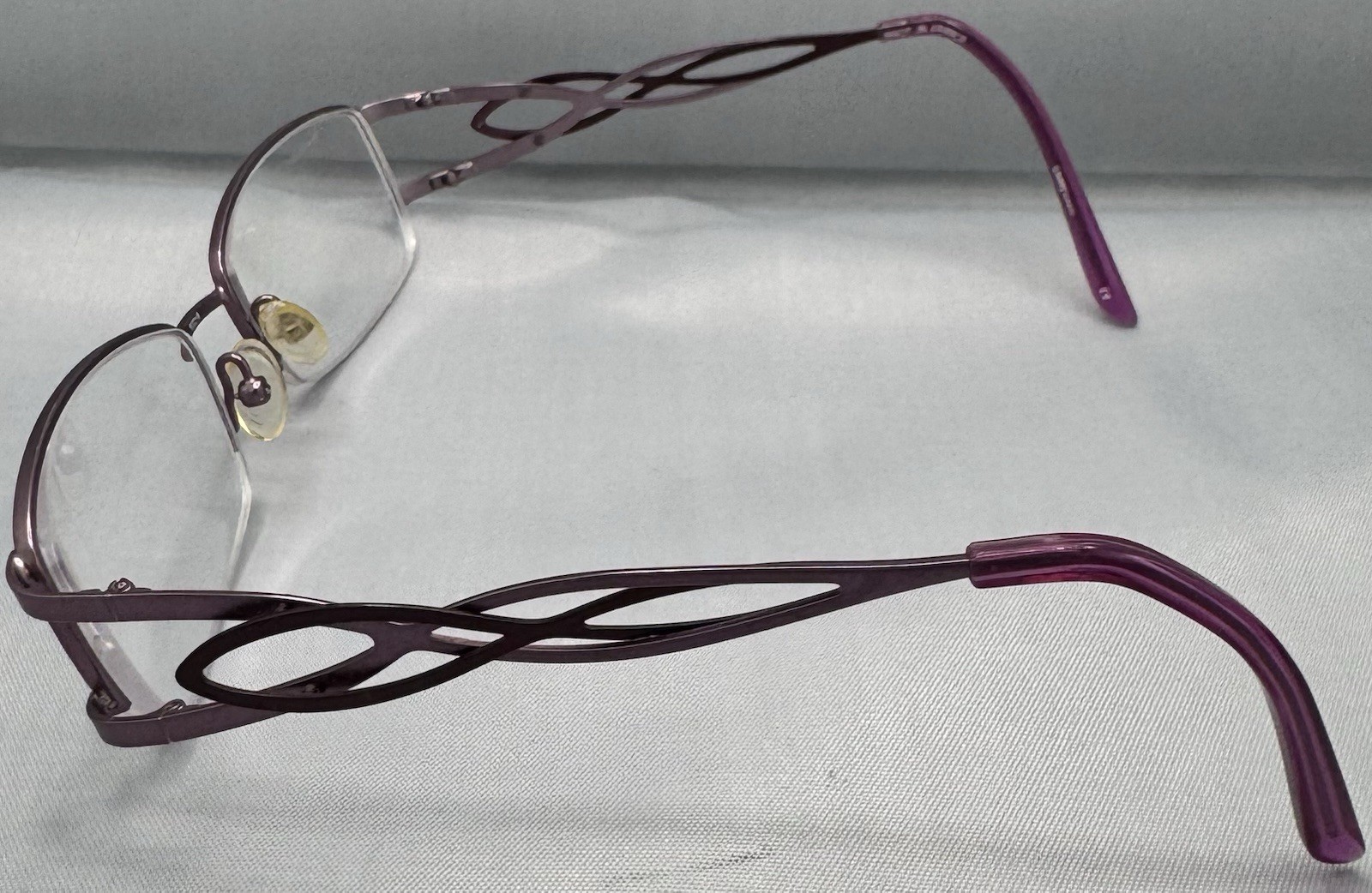 L’AMY BRIGITTE C03 53/18/135 PURPLE HALF RIMLESS FRANCE EYEGLASSES KJ14