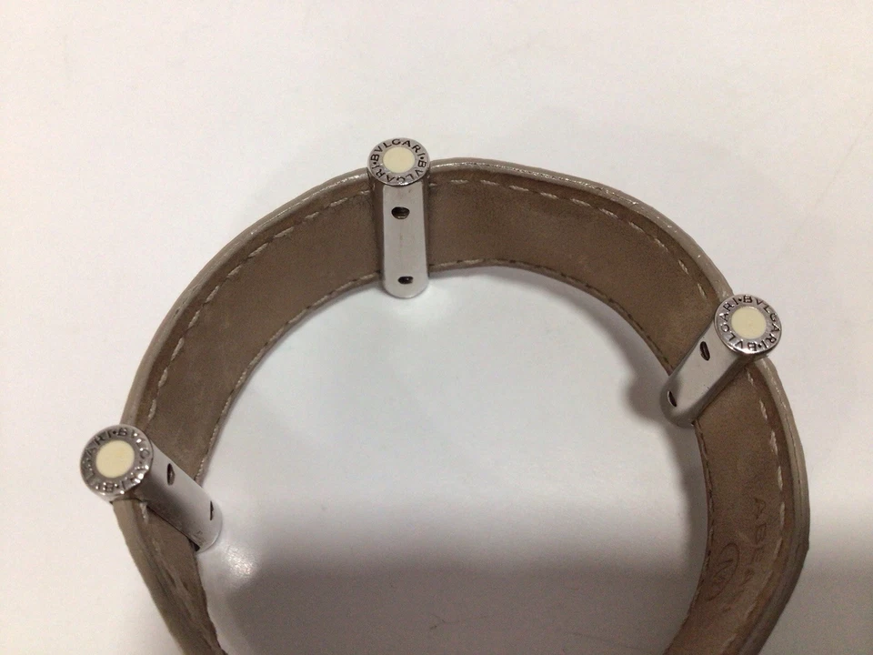 BVLGARI Signed LEATHER / METAL ABEAEL BRACELET / MADE IN ITALY ( M ) - Image 3 of 4
