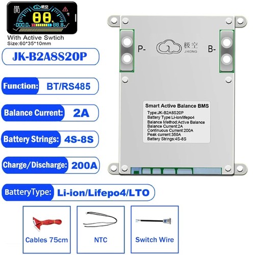 JK Smart BMS 4S-8S 100A-300A Li-Ion LiFePo4 Active Balancer BMS BT/RS485 Posten - Bild 16 von 30