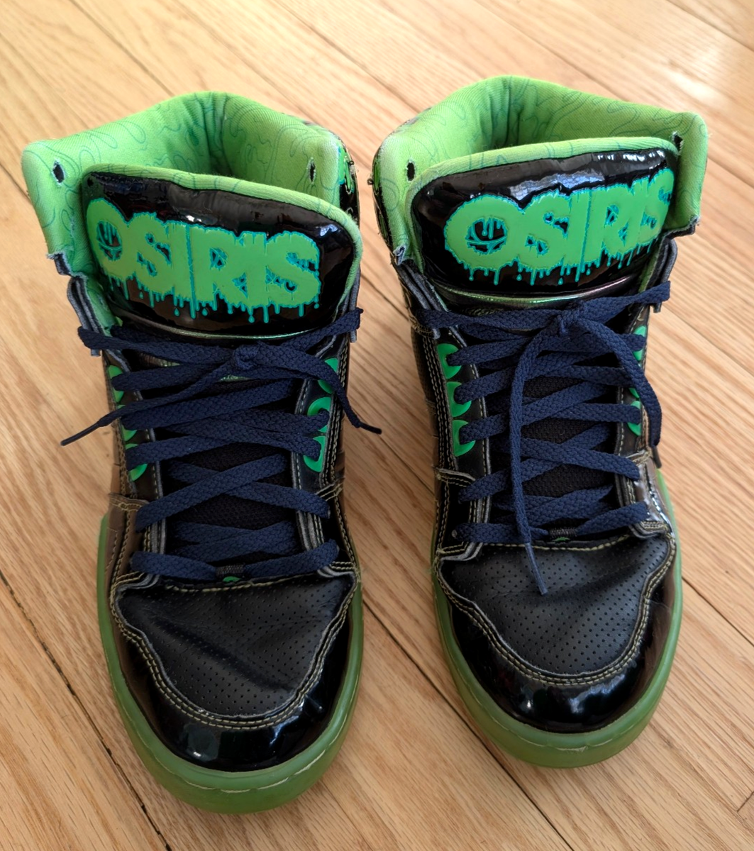 EUC Rare Osiris NYC 83 Green Slime High Tops Men display picture 3