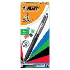 BIC 4-Color Grip Retractable Ball Pens, Mediu...