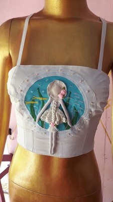 Wearable art Fairy capsule 3D doll Unique piece Crop top 100% cotton
