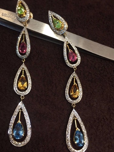 1.88 TCW F/VS1 Round Brilliant Cut Real Diamonds Dangle Earrings 14K Yellow Gold - Picture 12 of 12