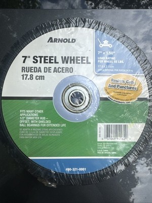 NEW ARNOLD 490-321-0001 7'' X 1.50'' STEEL BALL BEARING LAWN MOWER WHEEL 7267057