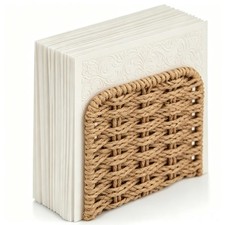 Upright Woven Rattan Napkin Holder for Table, Flaxen