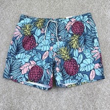 NEW Swim Trunks Mens Size 2XL XXL Waist 44 Blue Allover Pineapple Above Knee