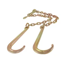 G70 V-Chain Large J-Hooks Flatbed Tow 5/16" X 2' Truck Rollback Wrecker Carrier