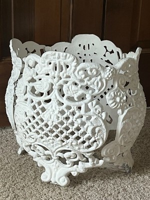 Vintage Cast Aluminum Planter Open Lattice Scroll Victorian Design Chippy Shabby