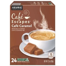 Cafe Escapes 6813 K-Cups - Cafe Caramel (24/Box) New